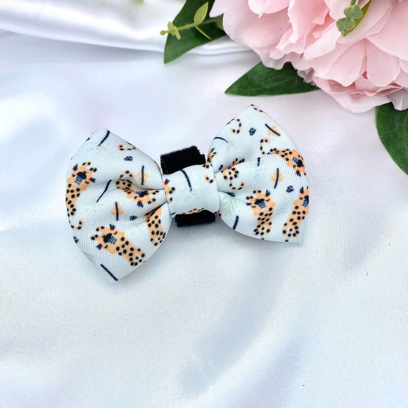 Cute dog bow tie featuring a delightful tiger pattern with velcro fastening