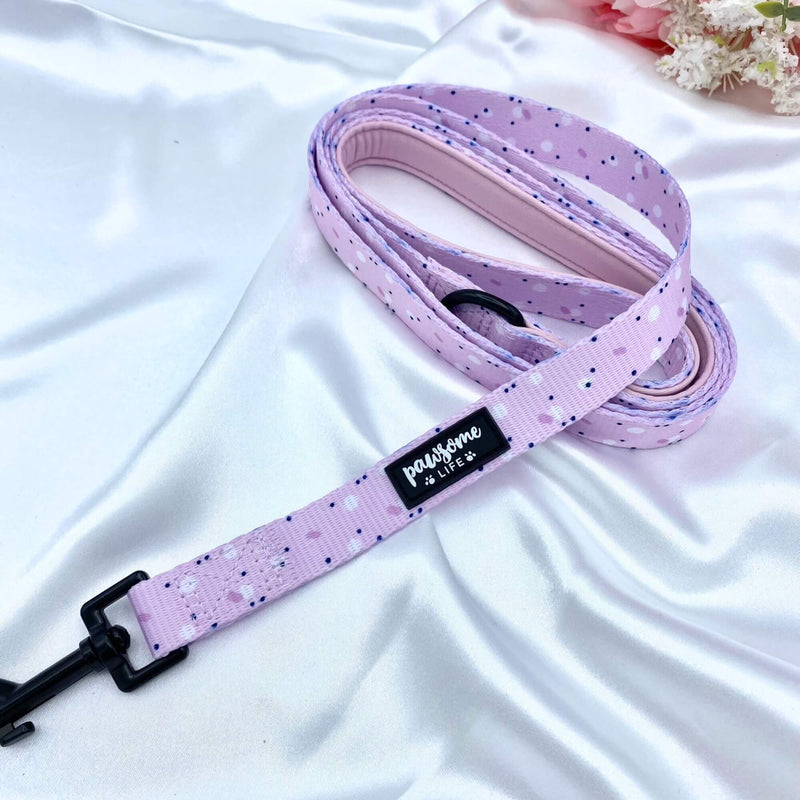 Stylish dog leash featuring a pink, lilac, and purple design, perfect for fashionable walks