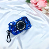 Cute dog poop bag holder with a modern blue camouflage pattern for stylish waste disposal