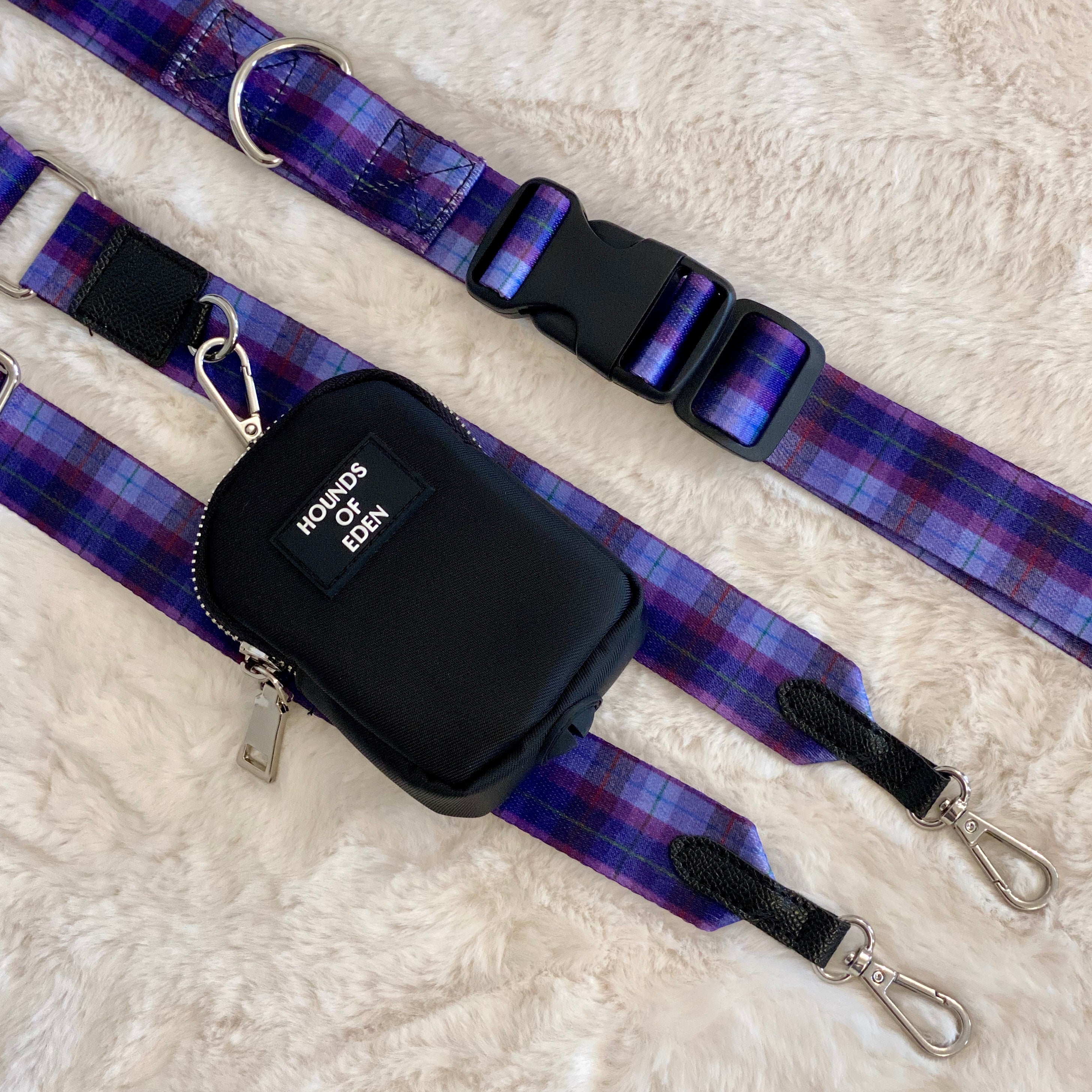 Clip on Dog Treat & Poop bag Pouch - Black - Silver Hardware