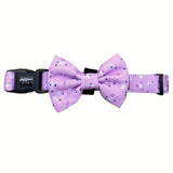 Adorable dog bow with a chic pink, lilac, and purple color scheme, enhancing your pet's cuteness