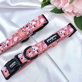 Adjustable cute dog collars uk with designer patterns for puppy and small to medium dogs featuring quick release buckle