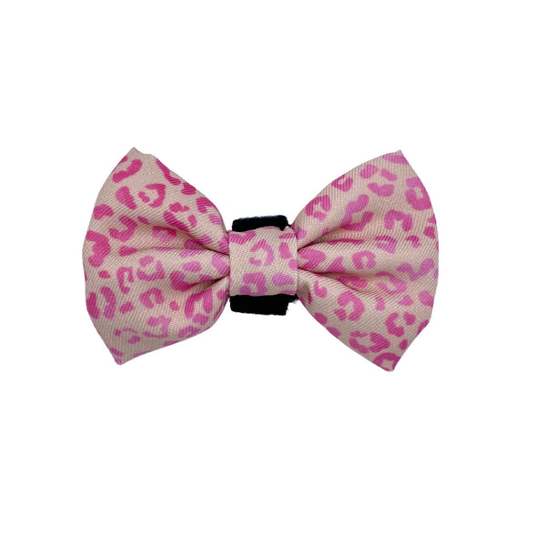 pink leopard dog bow for collar girl